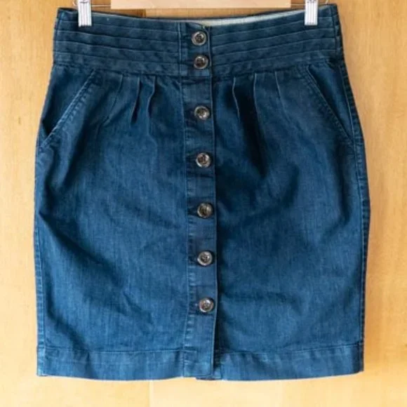 Anthro Pilcro & the Letterpress Mini Denim High Waist w. Pockets Skirt womens 6 - Picture 2 of 15